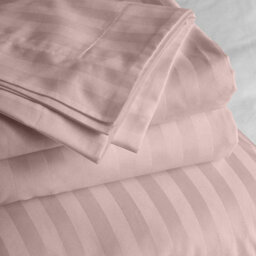 Ameha Peach Striped Microfibre Bedding Set King, Reversible & Breathable Duvet Cover, Fitted Sheet & Pillowcases - thumbnail 7