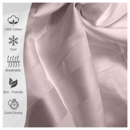 Ameha Peach Striped Microfibre Bedding Set King, Reversible & Breathable Duvet Cover, Fitted Sheet & Pillowcases - thumbnail 4