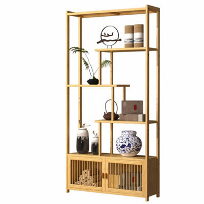 Tall Open Bamboo Bookcase Storage Rack For Bedroom & Living Room - image 1