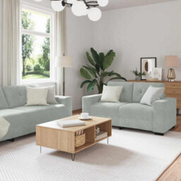 Vidaxl Sofa Set With Cushion 3 Pcs Grey 221 X 78 X 80 Cm Velvet - thumbnail 1