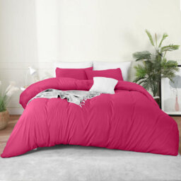 Bedlooms Pink Cotton Duvet Cover Set, Breathable & Anti-Allergic Bedding Pack, Single 135X200Cm - thumbnail 1