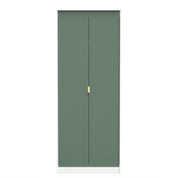 Linear Ready Assembled Modern Matt Green & White Tall Double Wardrobe (H)1970mm (W)740mm (D)530mm - thumbnail 2