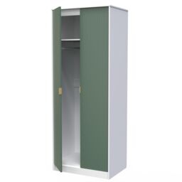 Linear Ready Assembled Modern Matt Green & White Tall Double Wardrobe (H)1970mm (W)740mm (D)530mm - thumbnail 5