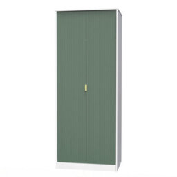 Linear Ready Assembled Modern Matt Green & White Tall Double Wardrobe (H)1970mm (W)740mm (D)530mm - thumbnail 1