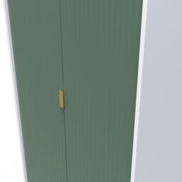 Linear Ready Assembled Modern Matt Green & White Tall Double Wardrobe (H)1970mm (W)740mm (D)530mm - thumbnail 4