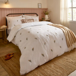 Wylder Josephine Embroidered Muslin Duvet Cover Set, White/pink, Double
