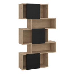 Wyld Haus Taichung Hickory Oak-Effect And Black Asymmetrical Bookcase, 5 Shelves - thumbnail 7