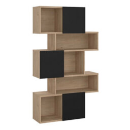 Wyld Haus Taichung Hickory Oak-Effect And Black Asymmetrical Bookcase, 5 Shelves - thumbnail 3