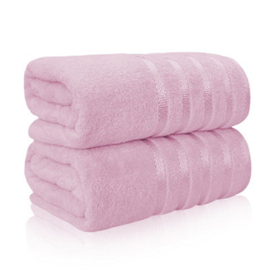 Casabella Bath Sheets 2 Pack Jumbo Bathsheet 90X180 Cm 100% Cotton Towels Quick Dry Super Soft Highly Absorbent Pink - image 1