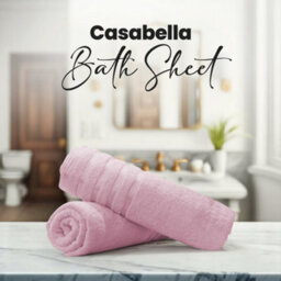 Casabella Bath Sheets 2 Pack Jumbo Bathsheet 90X180 Cm 100% Cotton Towels Quick Dry Super Soft Highly Absorbent Pink - thumbnail 6