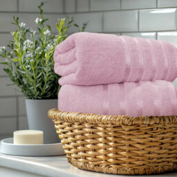 Casabella Bath Sheets 2 Pack Jumbo Bathsheet 90X180 Cm 100% Cotton Towels Quick Dry Super Soft Highly Absorbent Pink - thumbnail 4