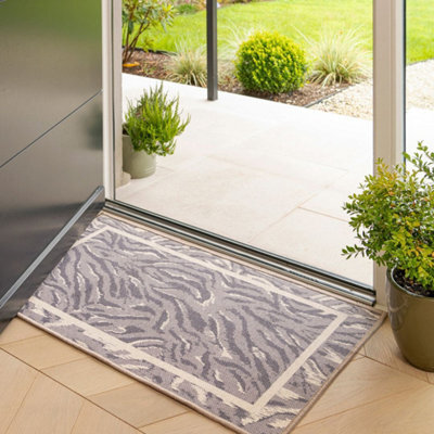 Loomed Machine Washable Doormat Green Geometric Non Slip Front Door Mat 60Cm X 110Cm - image 1