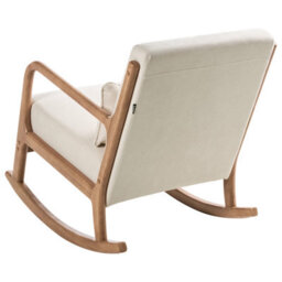 Wyld And Coco Heritage Rocking Chair Beige Fabric With Rubberwood Legs And Armrests, W66 X D79 X H82Cm - thumbnail 5
