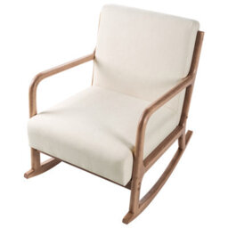 Wyld And Coco Heritage Rocking Chair Beige Fabric With Rubberwood Legs And Armrests, W66 X D79 X H82Cm - thumbnail 7