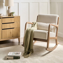 Wyld And Coco Heritage Rocking Chair Beige Fabric With Rubberwood Legs And Armrests, W66 X D79 X H82Cm - thumbnail 2