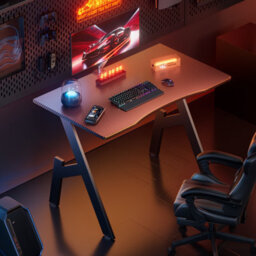 Precision Synergie Gaming Desk 80Cm Full Board, Computer Desk For Home Office, Carbon Fibre, Black - thumbnail 6