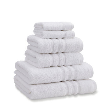 Catherine Lansfield Zero Twist White 6Pc Towel Bale 100% Cotton Bath, Hand And Face Towels - image 1