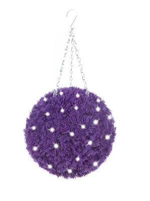 Best Artificial Pre-Lit Outdoor 28Cm Purple Heather Hanging Plastic Flower Topiary Ball - image 1