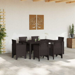 Berkfield Garden Dining Set 7 Pcs Brown - thumbnail 3