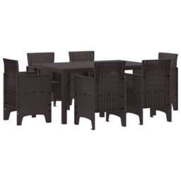Berkfield Garden Dining Set 7 Pcs Brown - thumbnail 2