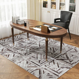 Homcom Non-Slip Washable Rug, Chenille Floor Carpet For Living Room, Brown - thumbnail 9