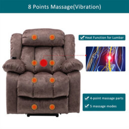 Abrihome Power Massage Lift Recliner Chair With Heat & Vibration For Elderly, Heavy Duty And Safety Motion Reclining Mechanism, Brown - thumbnail 2