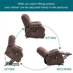 Abrihome Power Massage Lift Recliner Chair With Heat & Vibration For Elderly, Heavy Duty And Safety Motion Reclining Mechanism, Brown - thumbnail 3