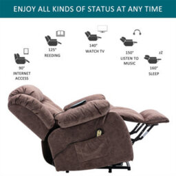 Abrihome Power Massage Lift Recliner Chair With Heat & Vibration For Elderly, Heavy Duty And Safety Motion Reclining Mechanism, Brown - thumbnail 6