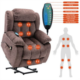 Abrihome Power Massage Lift Recliner Chair With Heat & Vibration For Elderly, Heavy Duty And Safety Motion Reclining Mechanism, Brown - thumbnail 7