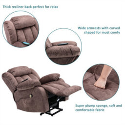 Abrihome Power Massage Lift Recliner Chair With Heat & Vibration For Elderly, Heavy Duty And Safety Motion Reclining Mechanism, Brown - thumbnail 5