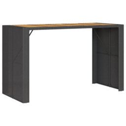 Berkfield Garden Bar Table With Acacia Wood Top Black 185X80X110 Cm Poly Rattan - thumbnail 7