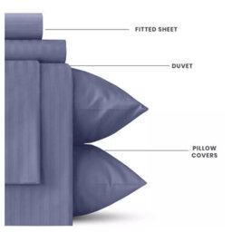 Ameha Washed Blue Striped Microfibre Bedding Set King, Reversible & Breathable Duvet Cover, Fitted Sheet & Pillowcases - thumbnail 4
