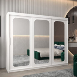 Arte Uppsala T3 Sliding Door Wardrobe 250Cm In White - Contemporary Mirrored Wardrobe For Organised Living