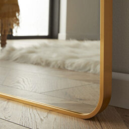 The Online Mirror Shop Wall Mirror Camden Rectangular Shape With Brushed Gold Metal Frame For Leaning In Bedroom- H150Cm X W85Cm X D3Cm - thumbnail 4