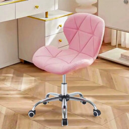 Adjustable Cushioned Computer Desk Office Chair Chrome Legs Swivel Vanity Stool - thumbnail 6