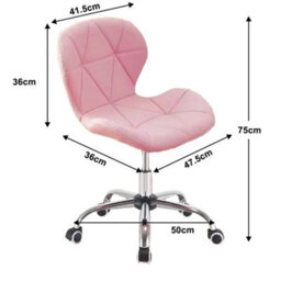 Adjustable Cushioned Computer Desk Office Chair Chrome Legs Swivel Vanity Stool - thumbnail 2