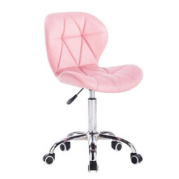Adjustable Cushioned Computer Desk Office Chair Chrome Legs Swivel Vanity Stool