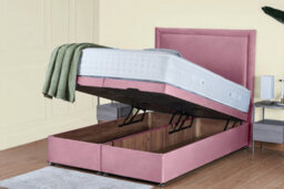 UKBEDFURNITURE Hanna Plush Pink End Opening Divan Ottoman Bed With 54 Inch Headboard - thumbnail 2