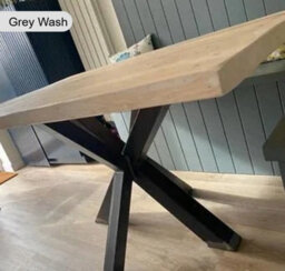 TRL Handmade Furniture Sleek & Slender Reclaimed Dining Table With Spider Leg - Grey Wash - thumbnail 3
