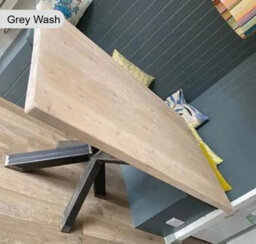 TRL Handmade Furniture Sleek & Slender Reclaimed Dining Table With Spider Leg - Grey Wash - thumbnail 4