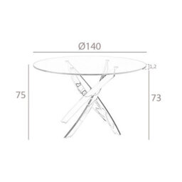 Angel Cerda Stylish Round Tempered Glass Dining Table With White Steel Legs - thumbnail 7