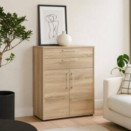 Wyld Haus Dris Natural Oak Effect Bookcase With 1 Shelf And 4 Drawers - thumbnail 2