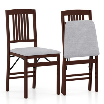 Gainoom Folding Grey Dining Chairs Set Of 2 Wooden Kitchen Side Chairs W/ Padded Seat - image 1