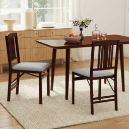 Gainoom Folding Grey Dining Chairs Set Of 2 Wooden Kitchen Side Chairs W/ Padded Seat - thumbnail 3