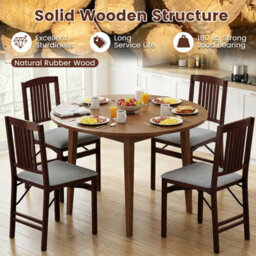 Gainoom Folding Grey Dining Chairs Set Of 2 Wooden Kitchen Side Chairs W/ Padded Seat - thumbnail 7
