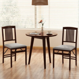 Gainoom Folding Grey Dining Chairs Set Of 2 Wooden Kitchen Side Chairs W/ Padded Seat - thumbnail 4