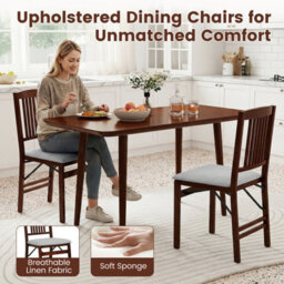 Gainoom Folding Grey Dining Chairs Set Of 2 Wooden Kitchen Side Chairs W/ Padded Seat - thumbnail 8