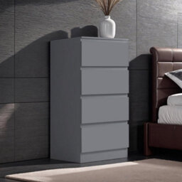 Fwstyle Carlton Dark Grey 4 Drawer Chest (H) 99Cm (W) 40Cm (D) 40Cm