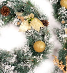 Best Artificial 6Ft Frosted Gold Decorated Christmas Garland Bannister Staircase Fireplace - thumbnail 2