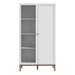 Furniture To Go Wensley Display Cabinet With 1 Door And  1 Glass Door In Light Grey And Oak - thumbnail 2